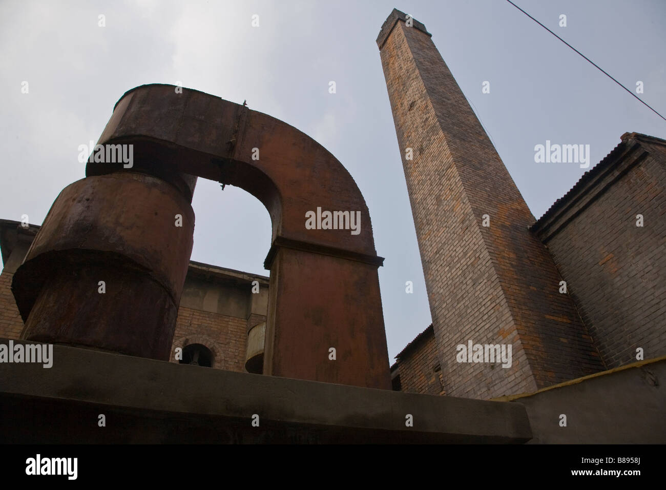 Chimney of the hospital boilery that houses the remnants of the Kaifeng synagogue. Kaifeng is famed for its jewish community. Stock Photo