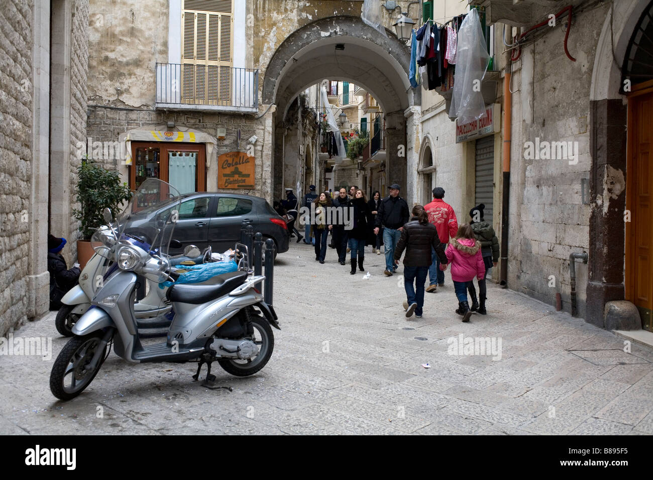 A street scene in Bari Vecchia, southern Italy. Stock Photo