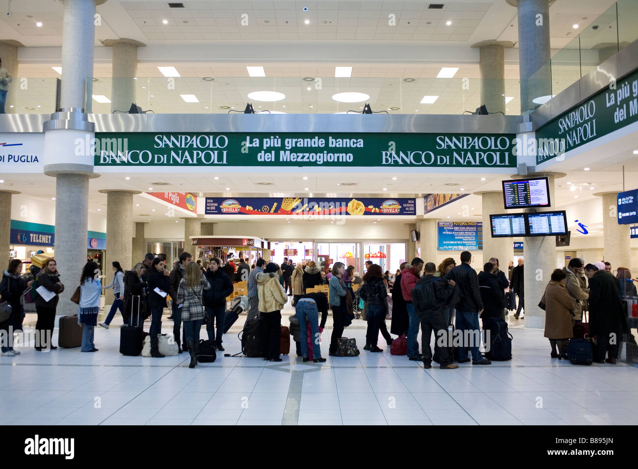 A queue in Bari airport, southern Italy. Stock Photo