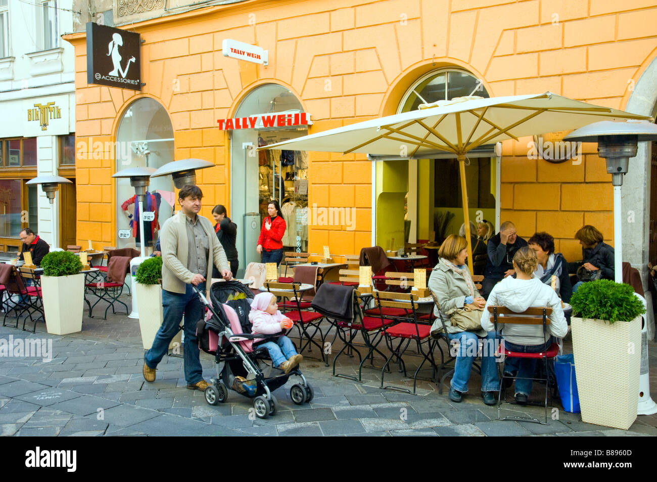 Outdoor restaurants in Ljubljana Slovenia Stock Photo