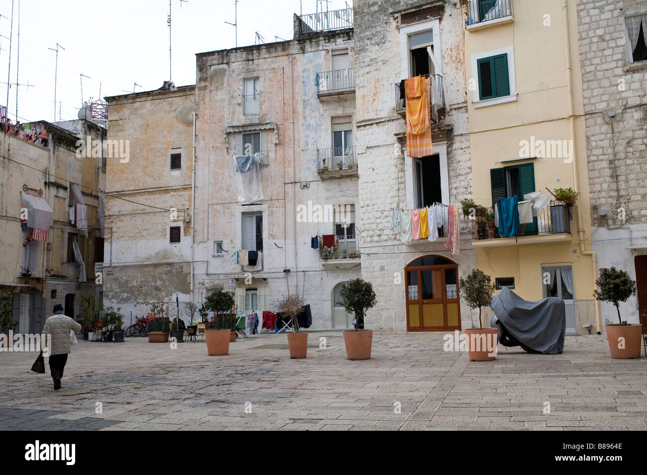 Houses in Bari Vecchia, southern Italy. Stock Photo