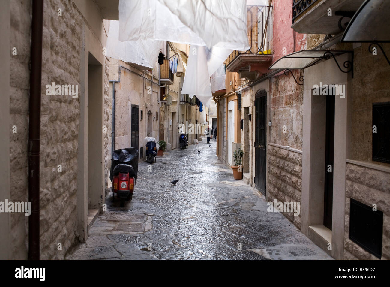 A street in Bari Vecchia, southern Italy. Stock Photo