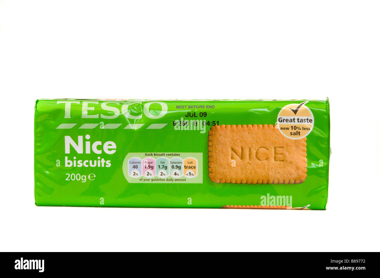 Packet of Tesco own brand Nice Biscuits Stock Photo Alamy