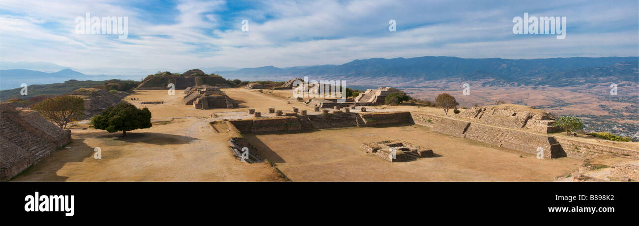 Panorama of sacred site Monte Alban in Mexico Stock Photo