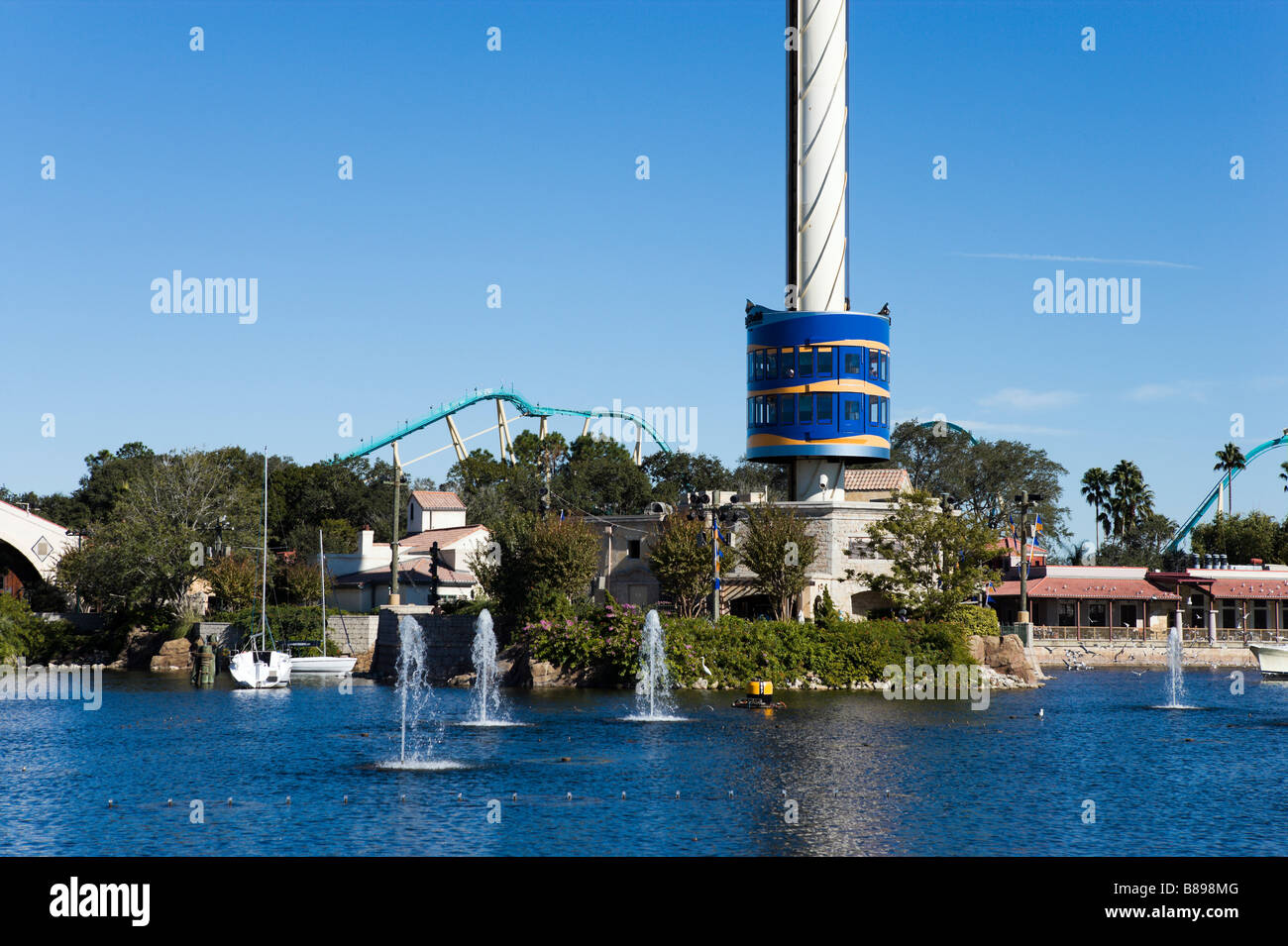 The Sky Tower on the lake at Sea World, Orlando, Central Florida, USA