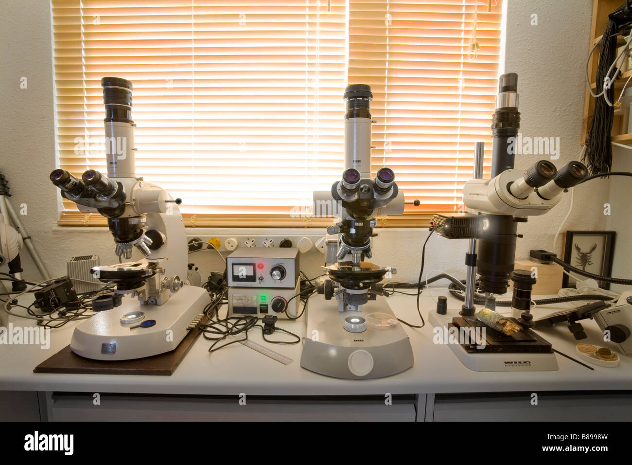 microscope science lab Zeiss Universal Wild M420 Leica Stock Photo Alamy