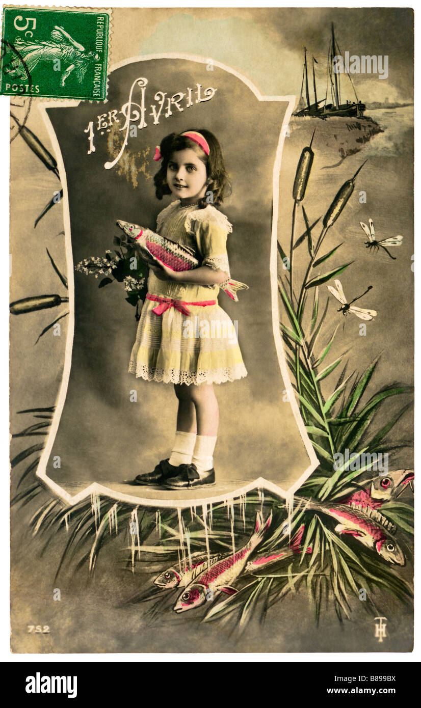 Carte postale Poisson d'Avril / April Fools day postcard @1900 Carte postale Poisson d'Avril / April Fools day postcard @1900