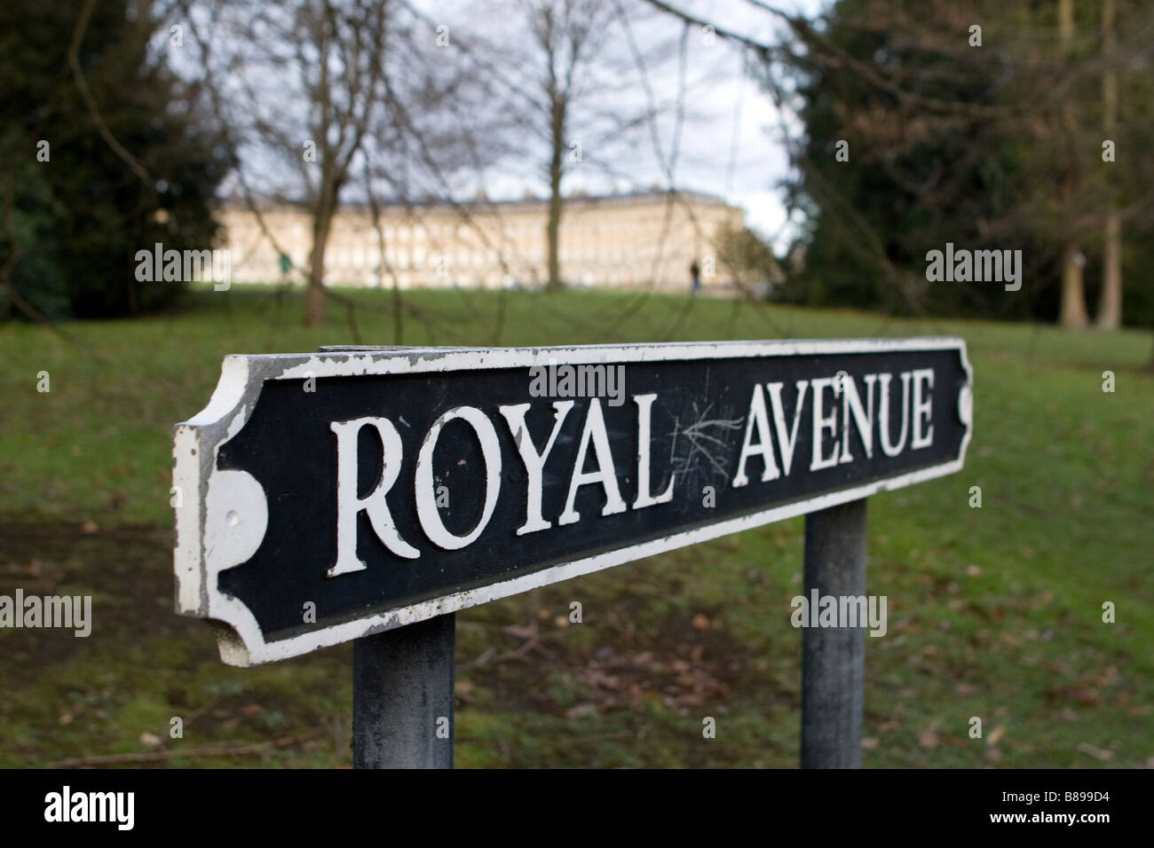 Royal Avenue sign In Bath with The Royal crescent in the background ...