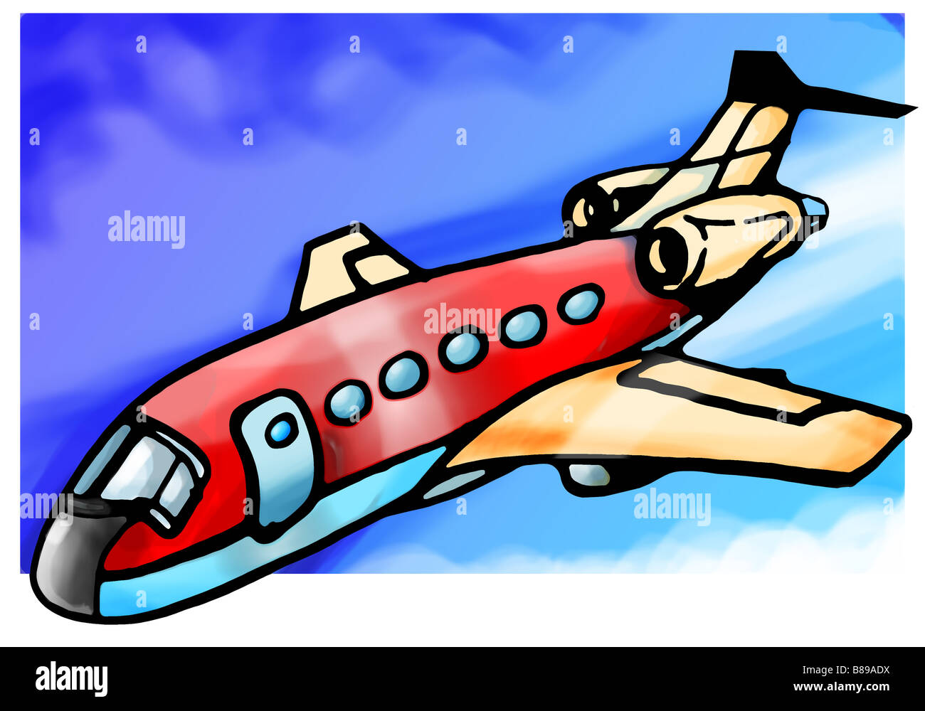 illustration of a passenger plane with blue background Stock Photo - Alamy