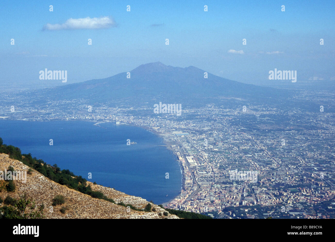 Mount Vesuvius & Bay of Naples view from Monte Faito Campagnia Italy Italia Stock Photo