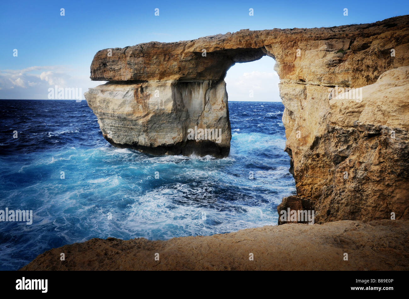 Rock arch called The Azure Window Island of Gozo Stock Photo