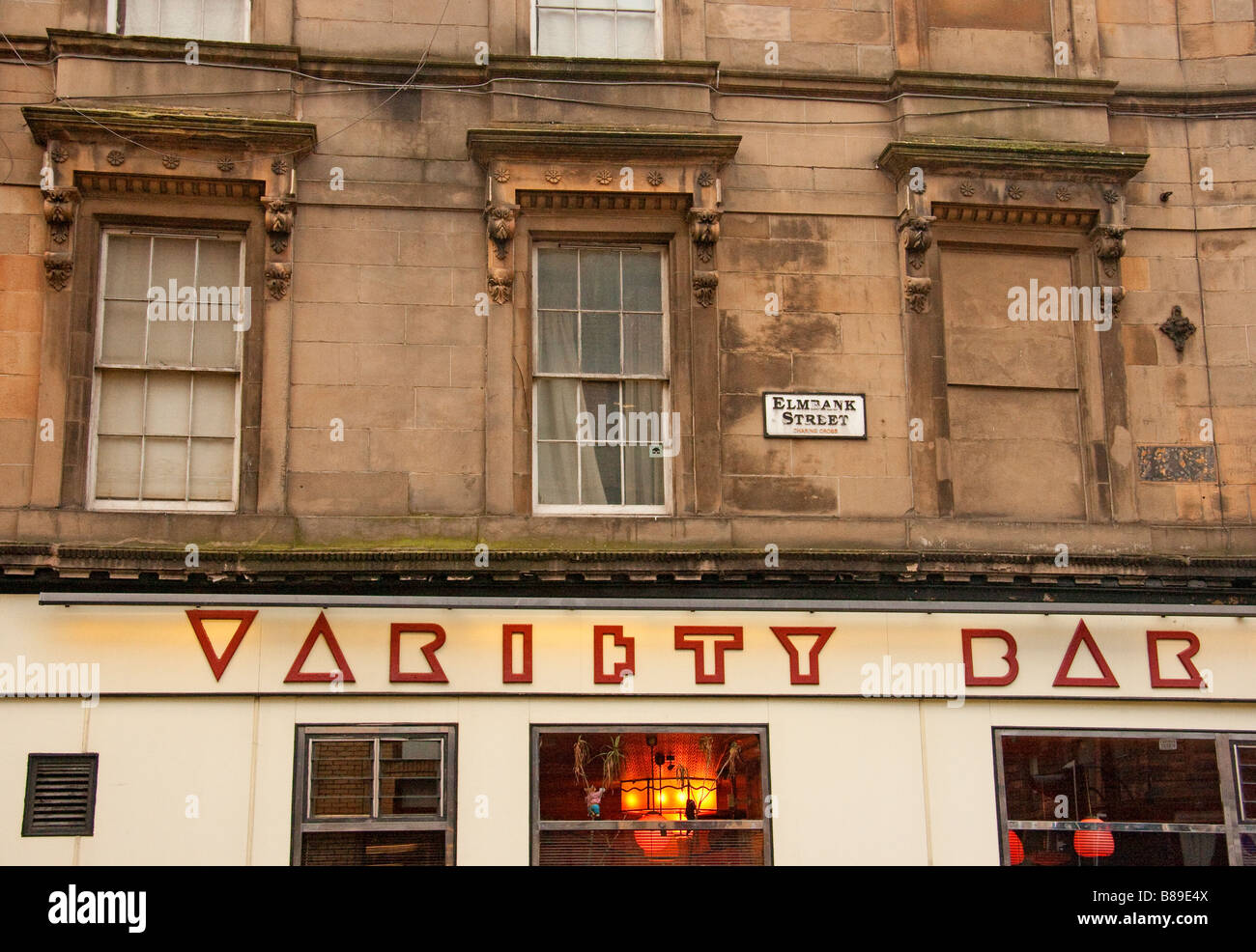 Art deco exterior of pub Variety Bar on Sauchiehall Street in Glasgow