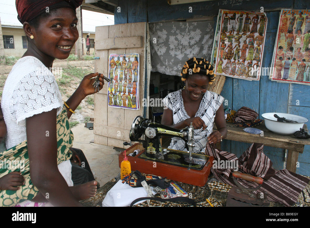 African village dressmaker Stock Photo
