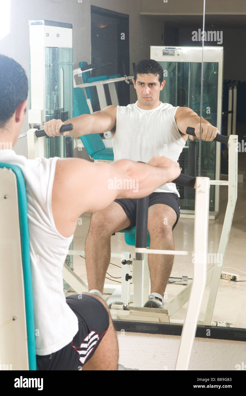 Man working out in the gym Stock Photo
