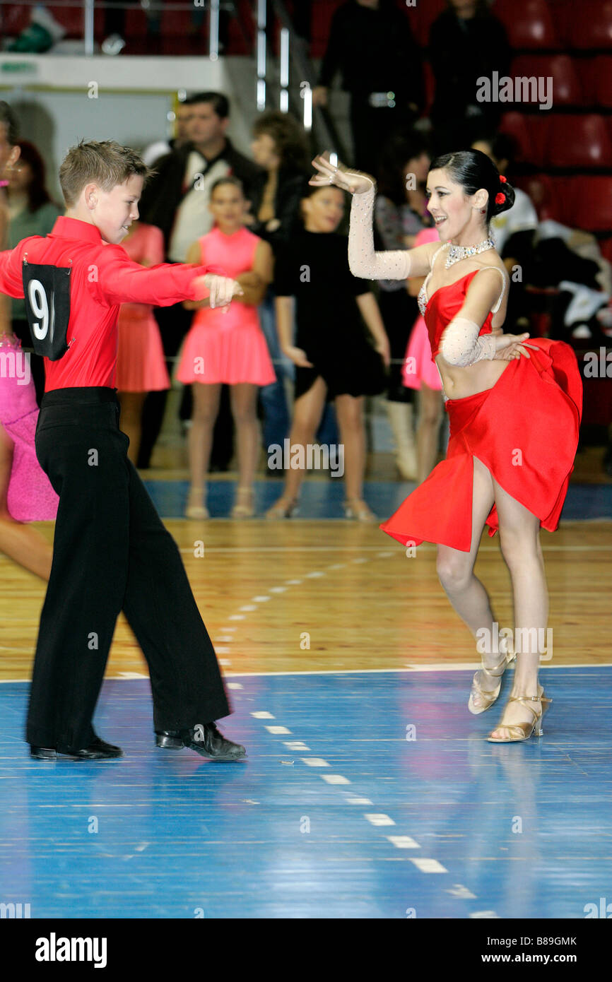 Children sports ballroom dance competition teen Stock Photo