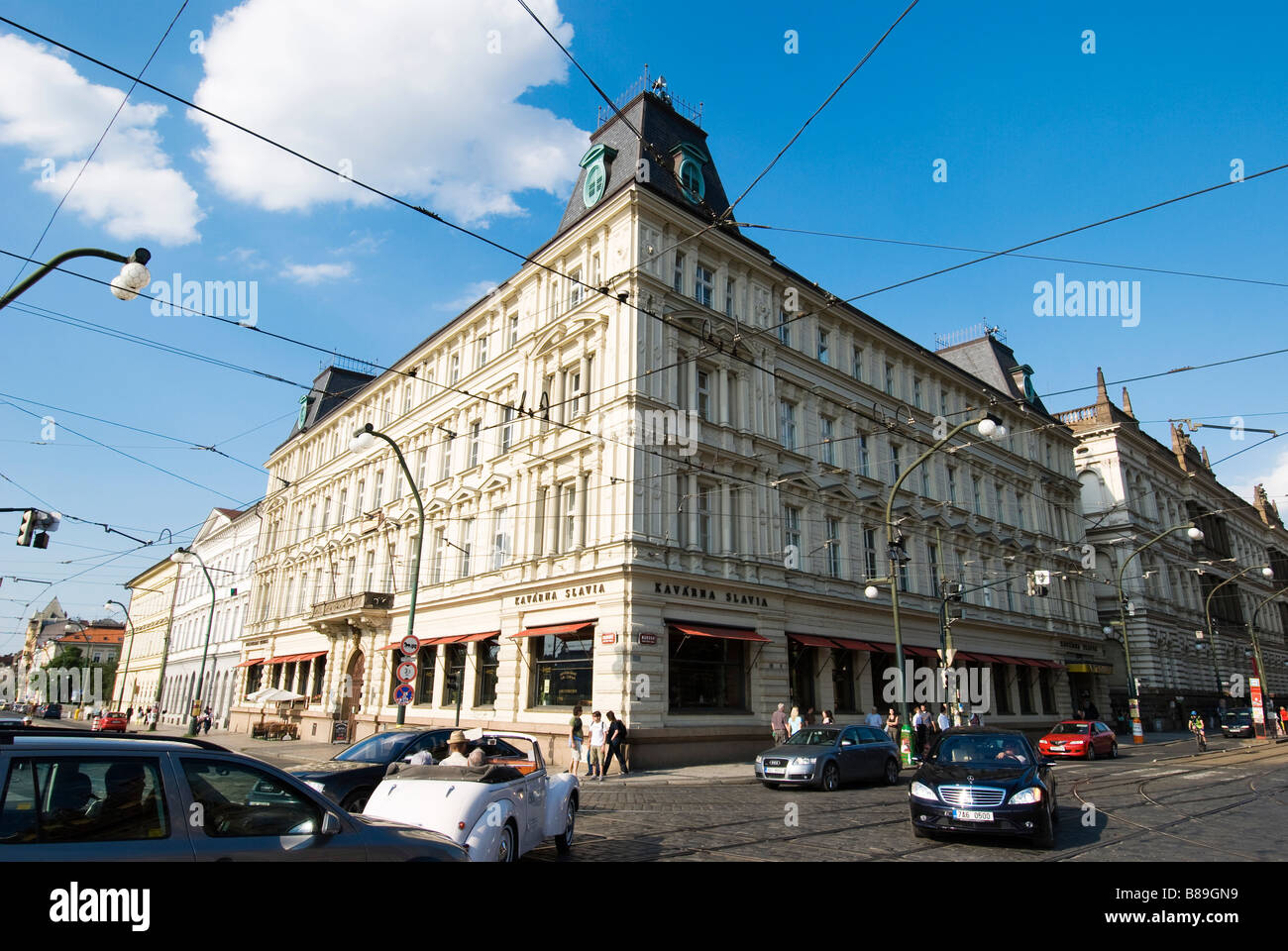 famous Café Slavia Prague Czech Republic Stock Photo