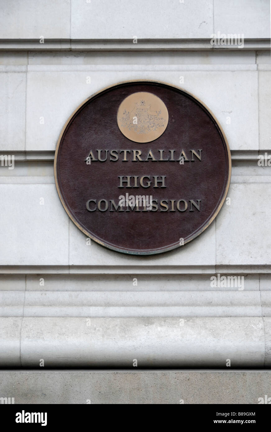 Plaque outside the Australian High Commission building in Aldwych London Stock Photo