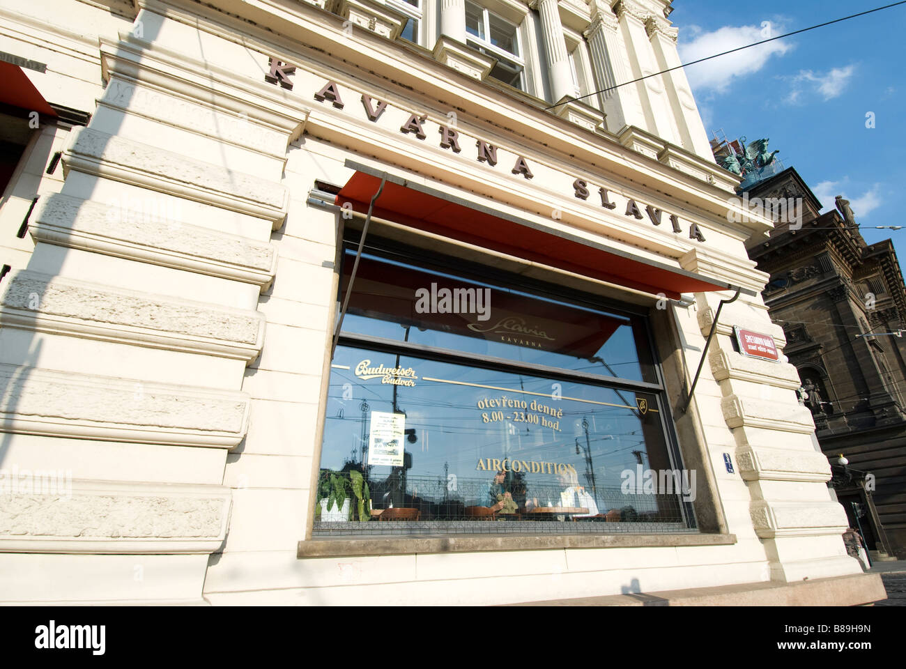 Café Slavia Prague Czech Republic Stock Photo