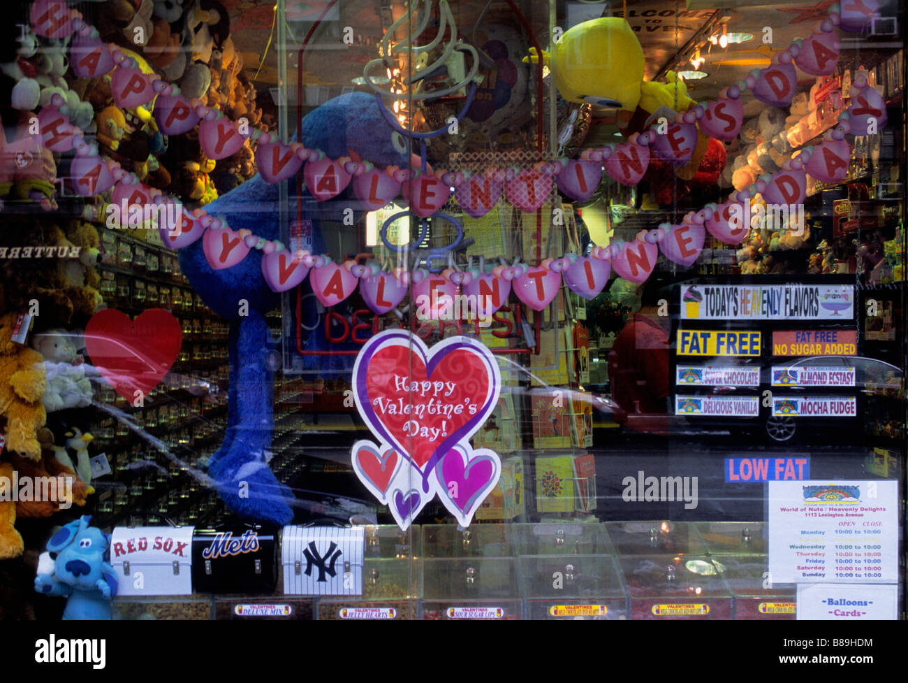 USA New York Valentine's Day Store Window Stock Photo