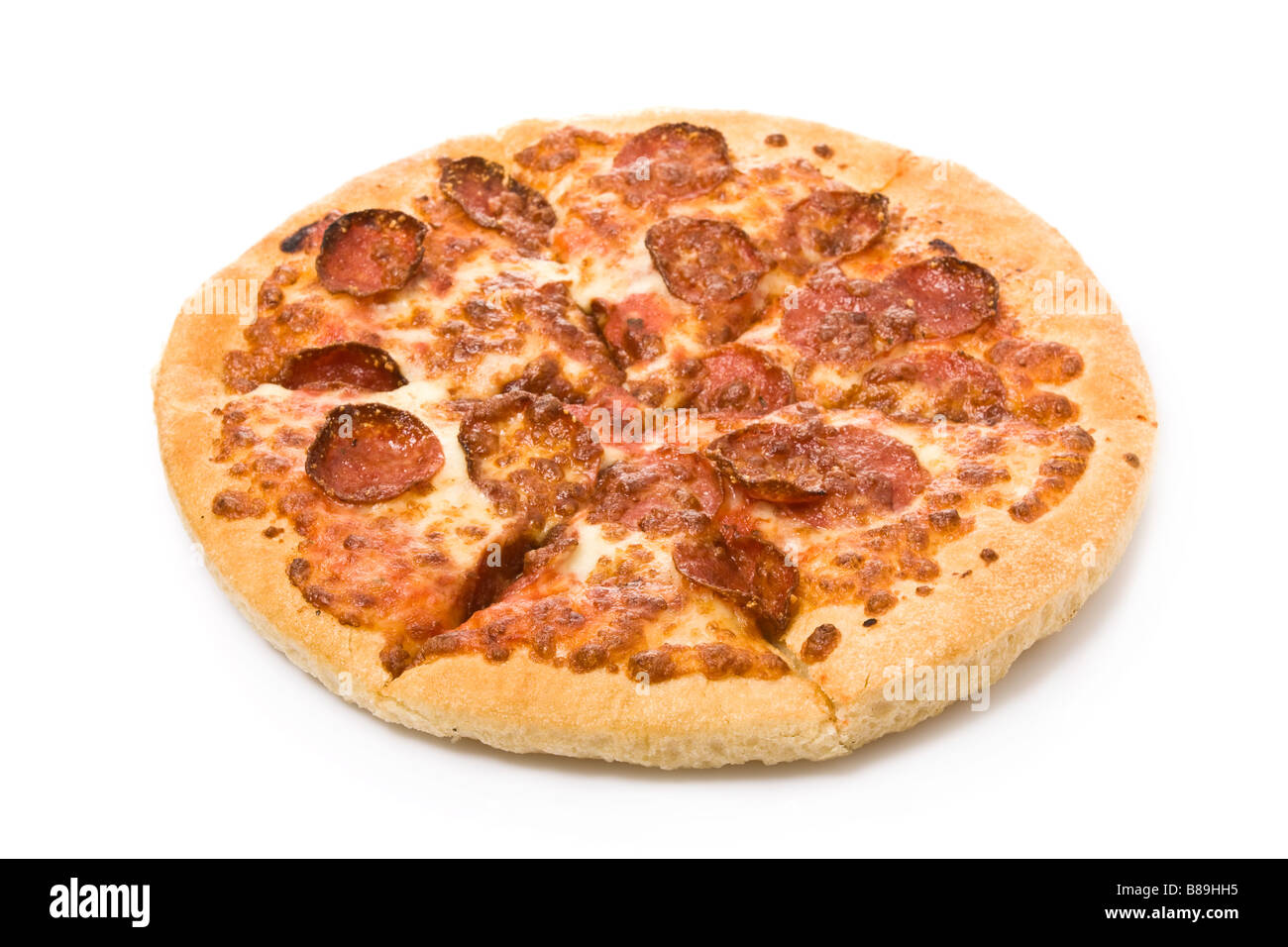 Pepperoni pizza isolated on white background Stock Photo