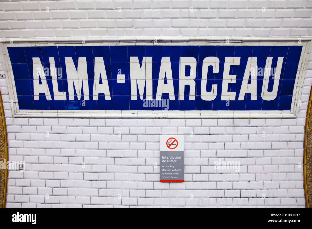 French metro sign for Alma-Marceau station Stock Photo