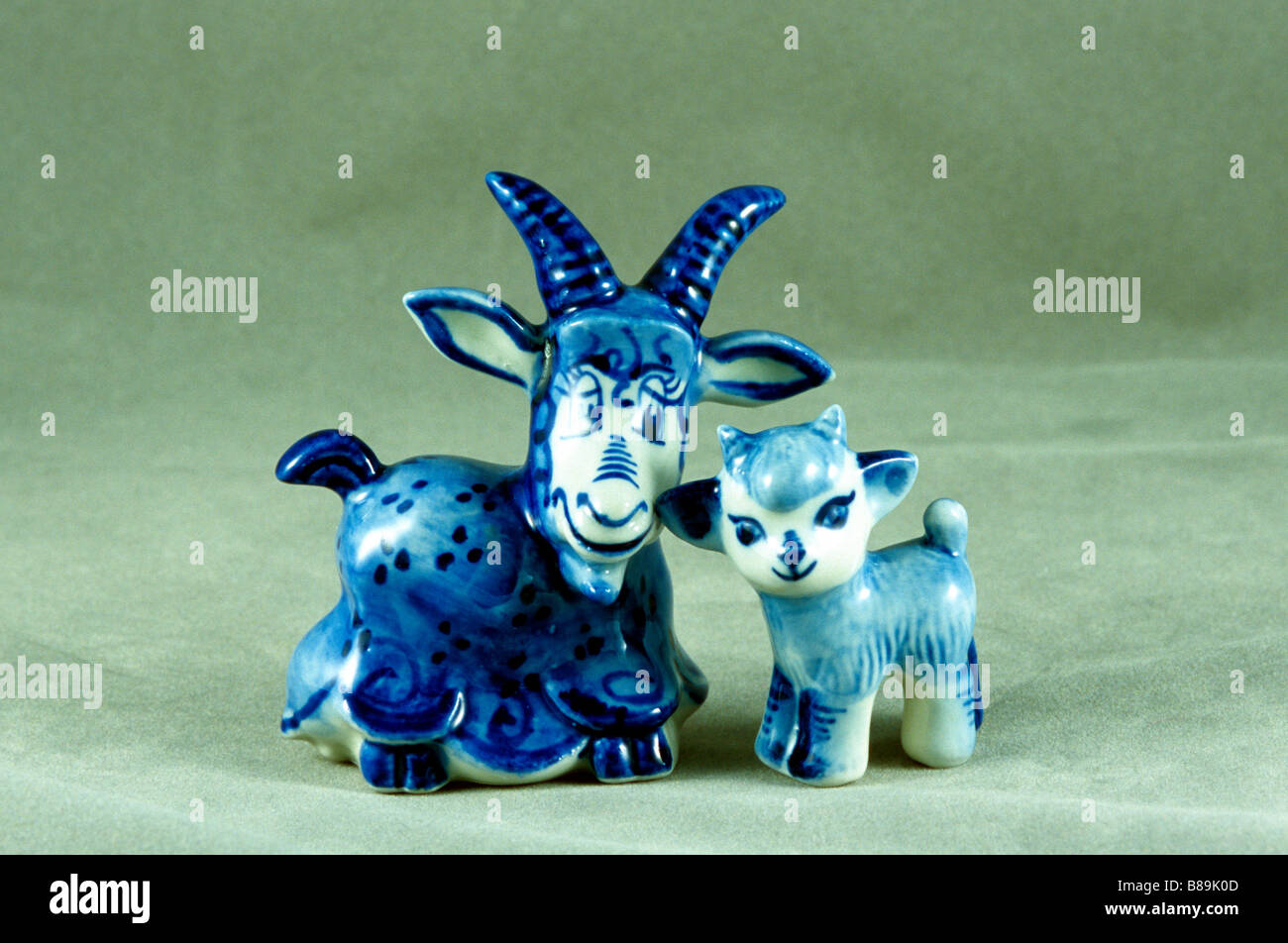 porcelain figurines, art artistic composition clay ceramic figurine blue glazing gzel' design