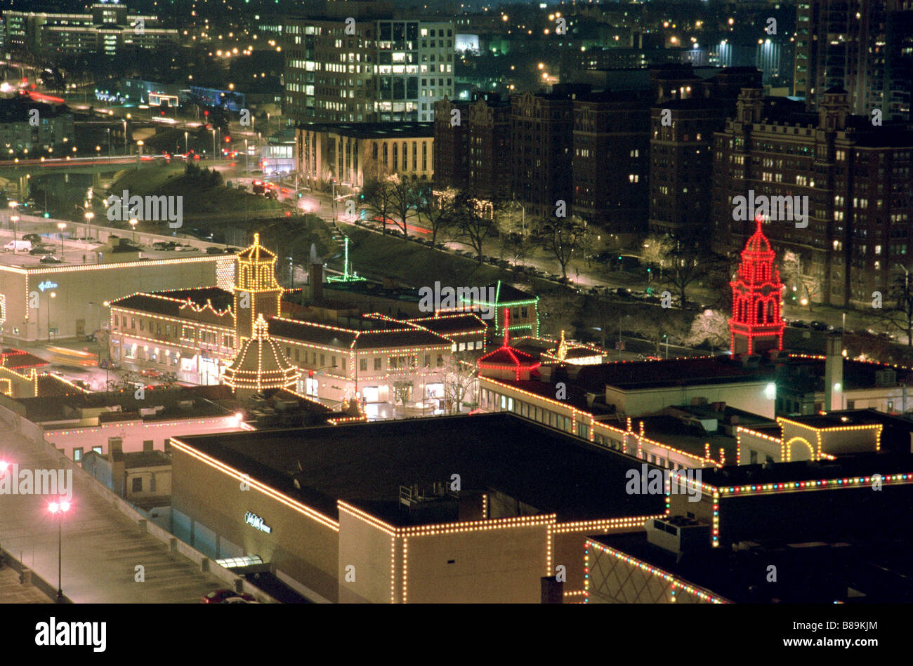 Plaza Lights from the rooftops Kansas City Missouri United States Stock