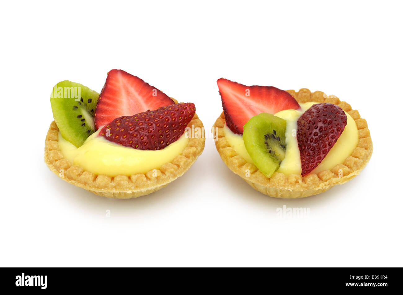 Custard Tarts topped with Fruit Stock Photo