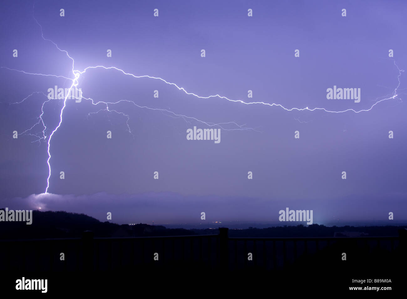 Lightning bolt at night. Stock Photo