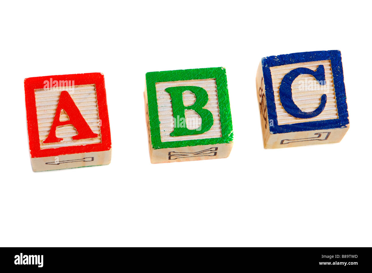 Three toy wooden buckets on a white background Stock Photo Alamy