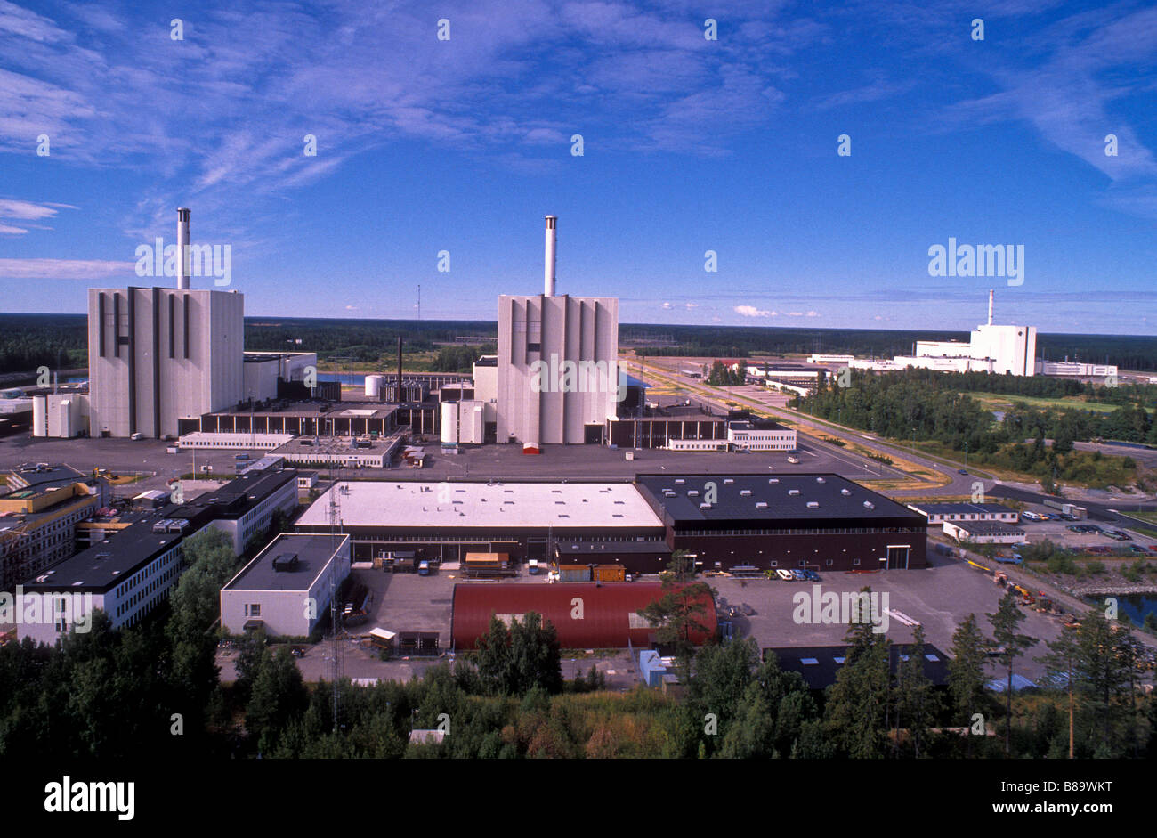 Overlooking the three nuclear powerstations at Forsmark in Sweden Stock Photo