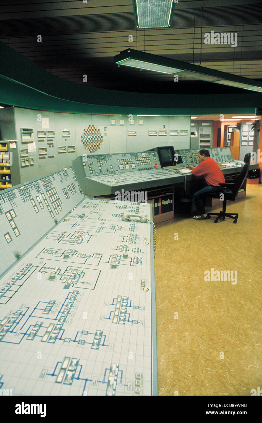 Controlroom at the nuclear powerstation Forsmark 1 in Sweden Stock Photo