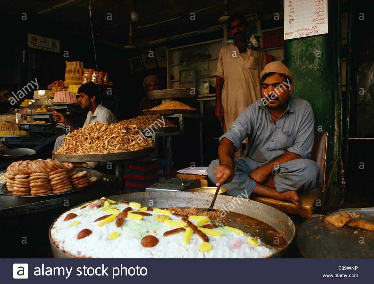 Peshawar Pakistan Saddar Bazaar Cake And Sweet Seller Stock Photo