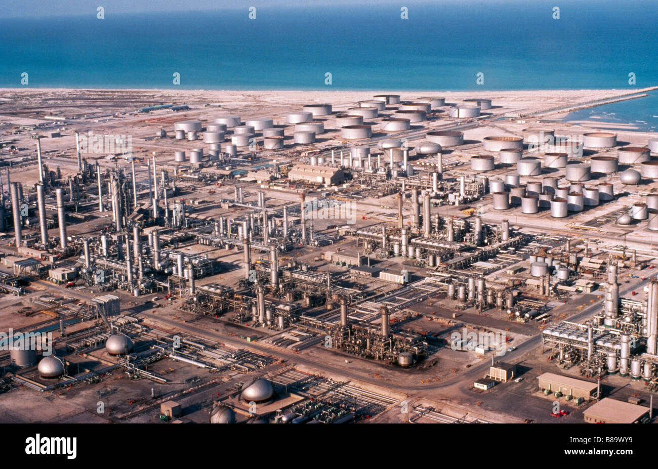 Ras tanura Saudi Arabia Oil Refinery Aerial View Stock Photo