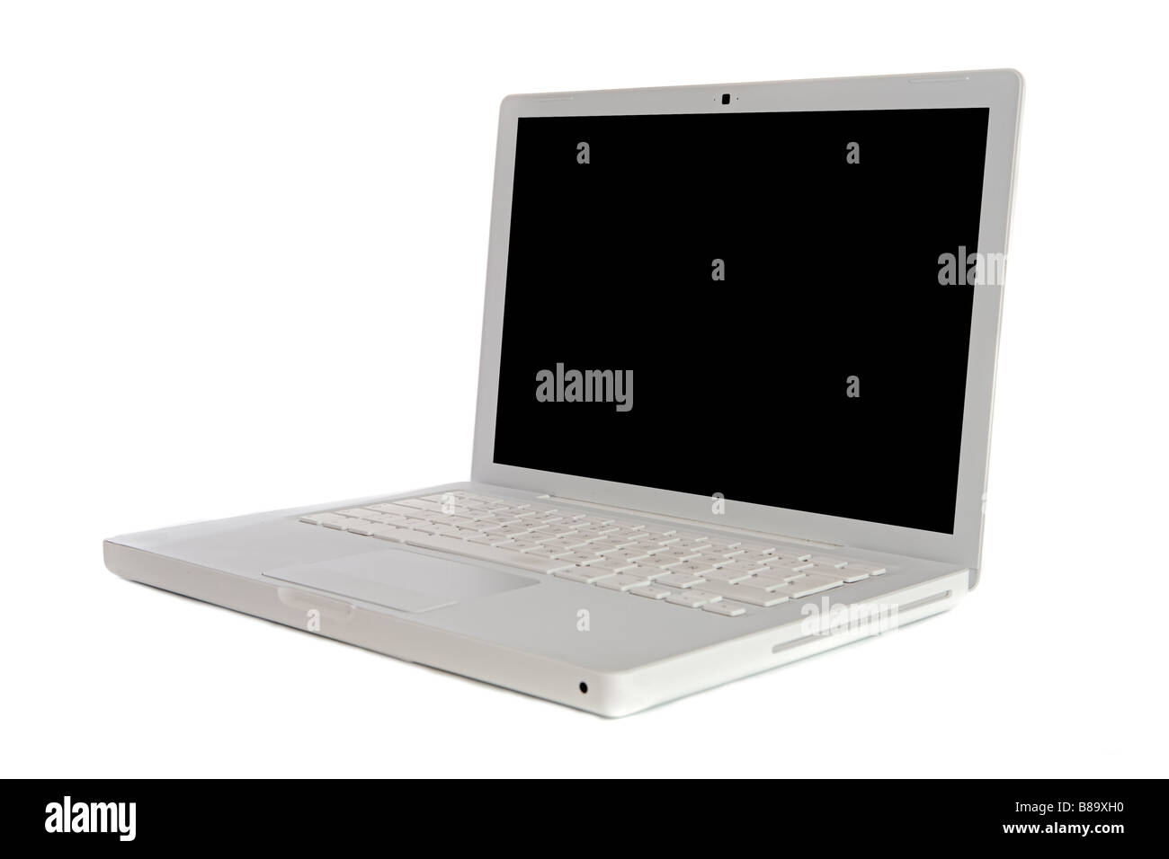 Laptop computer sideways a over white background Stock Photo Alamy