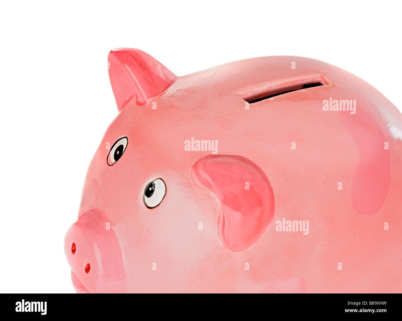 piggy bank pink a over white background Stock Photo - Alamy