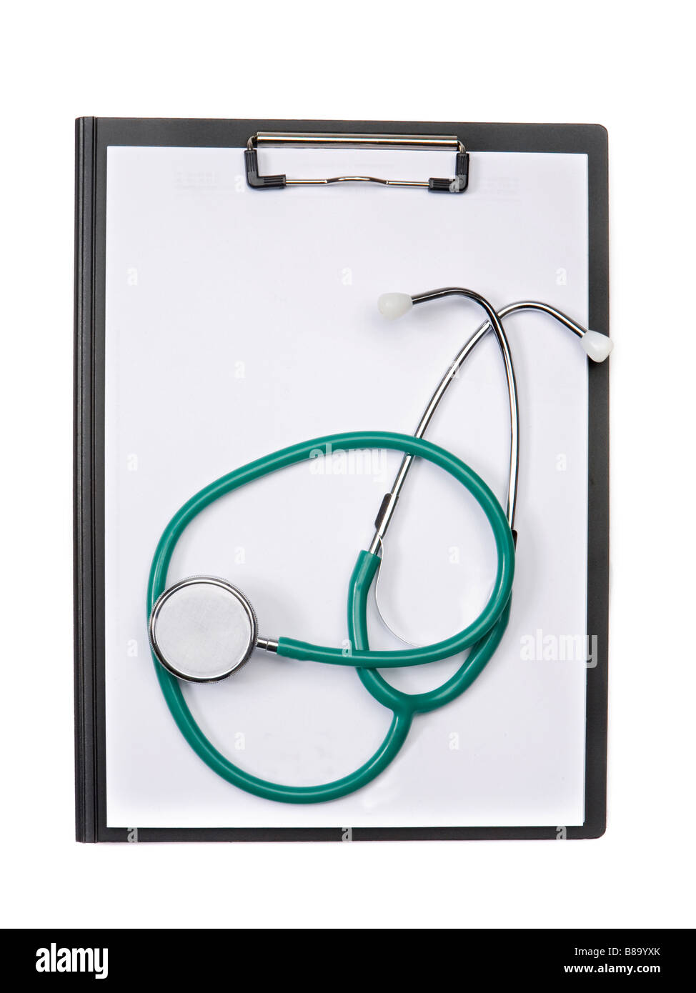 Clipboard with stethoscope on a over white background Stock Photo - Alamy