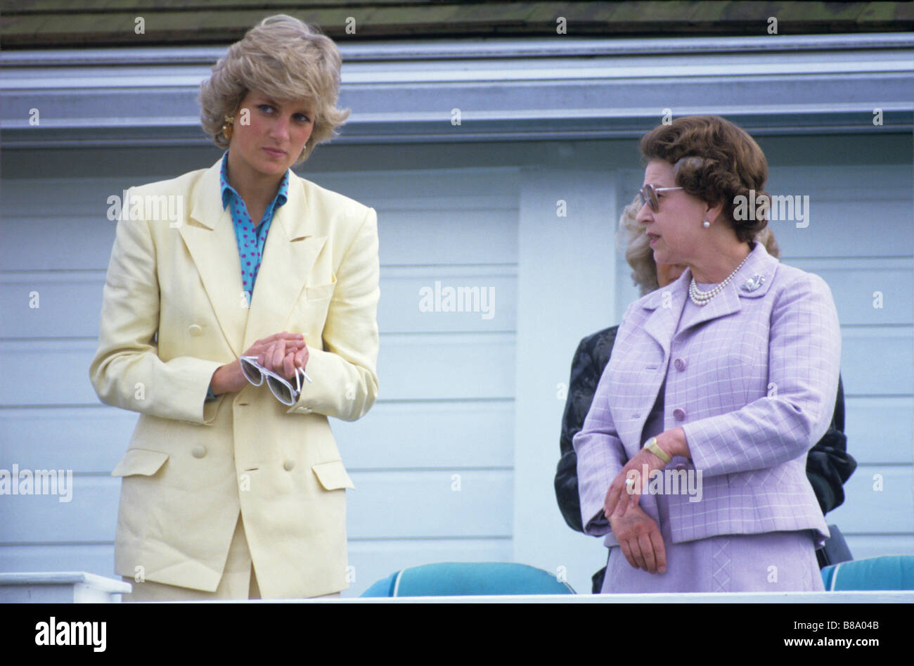 Princess Diana and Her Majesty the Queen attend Polo at Guards Polo Club Windsor Stock Photo