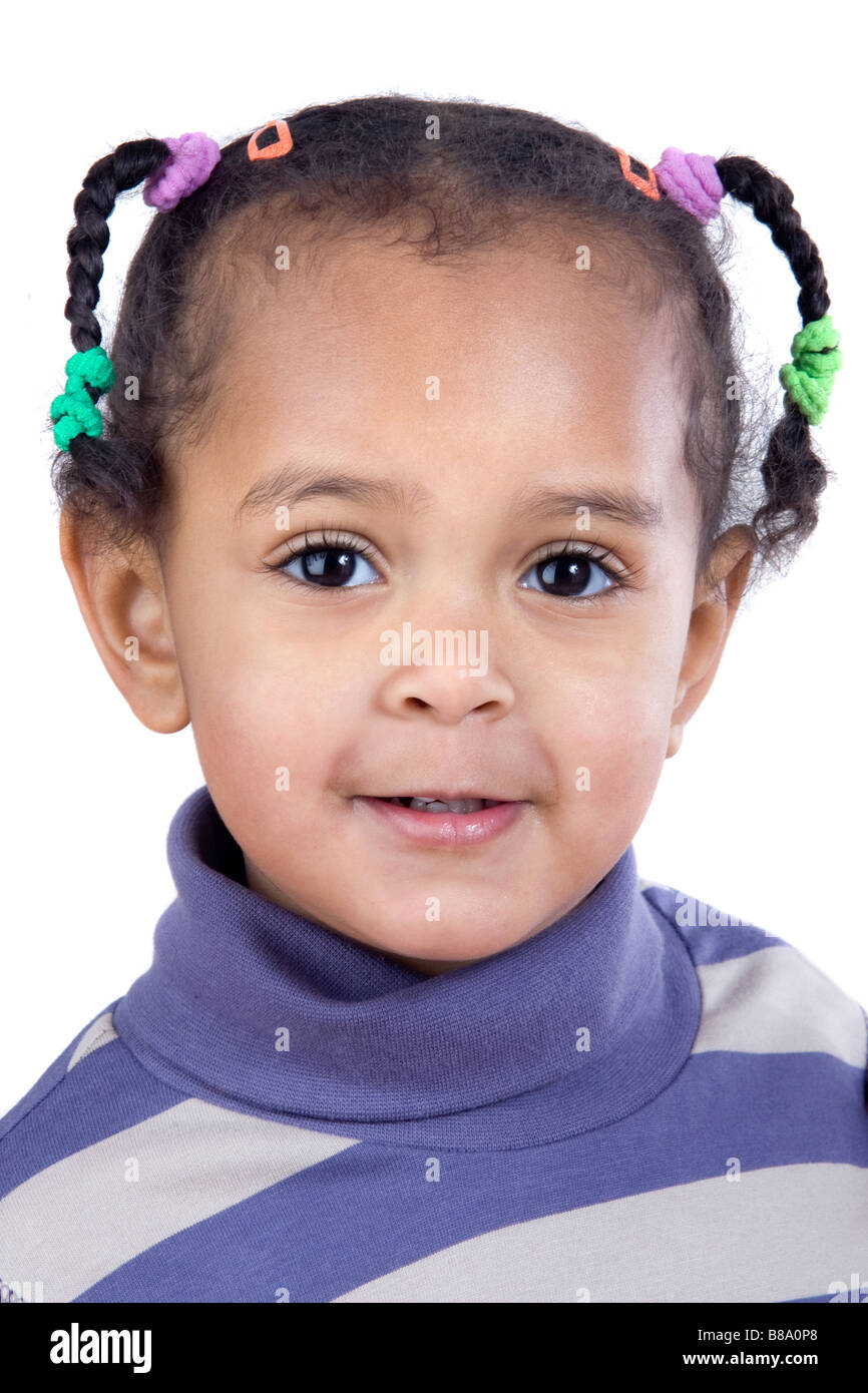 Portrait of adorable african baby on a over white background Stock ...