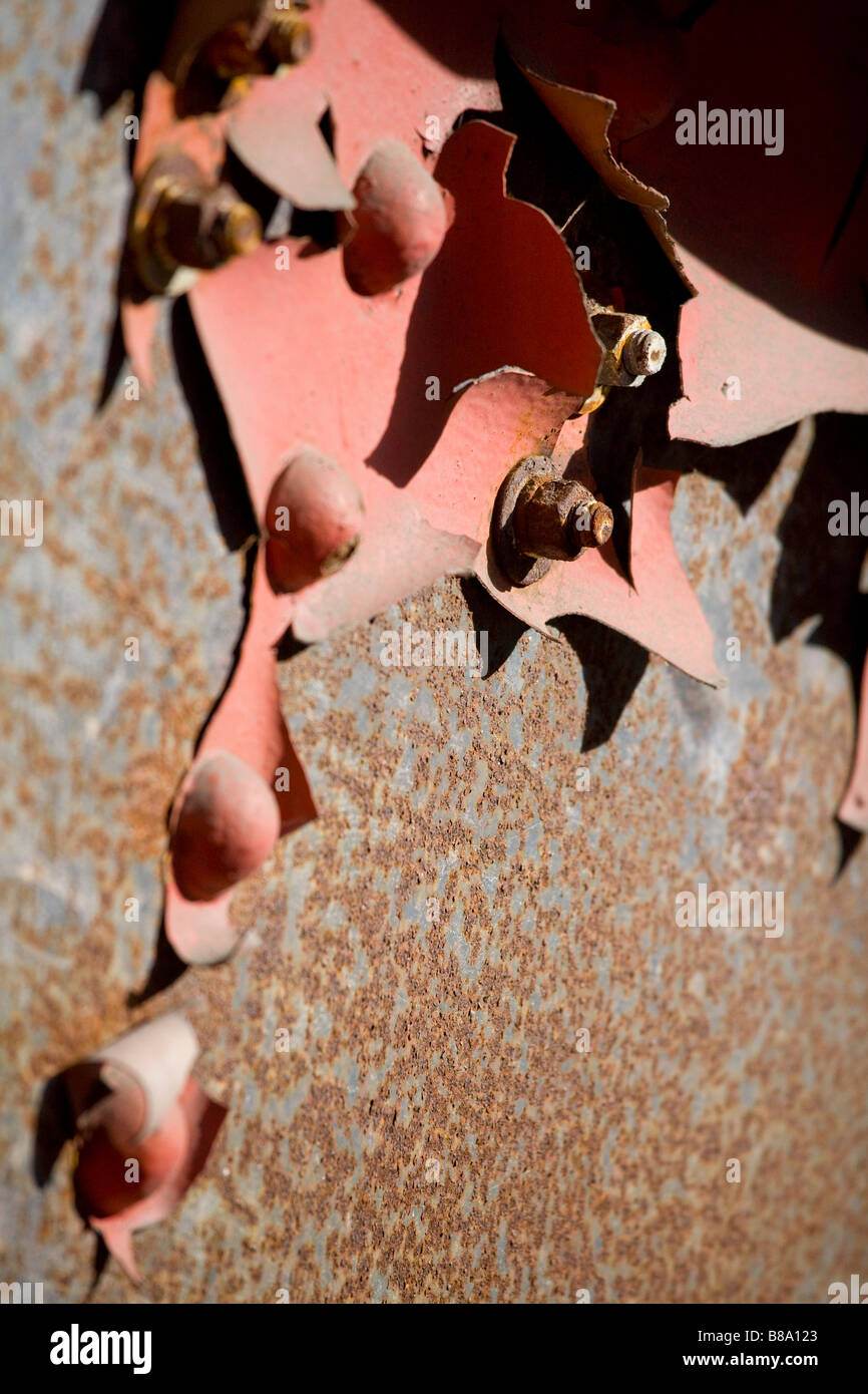 Rusty flaking paint rivets nuts and bolts Stock Photo Alamy