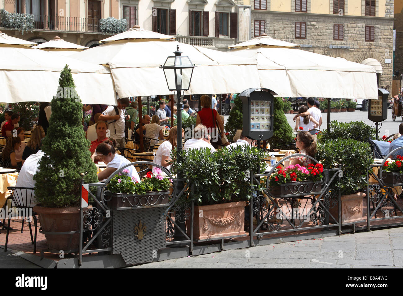Italy,Tuscany,Florence,Piazza Della Signoria,Restaurant Stock Photo