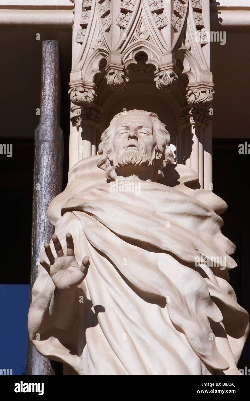 The trumeau statue of St Paul by Frederick Hart at the National Cathedral Washington DC Stock Photo