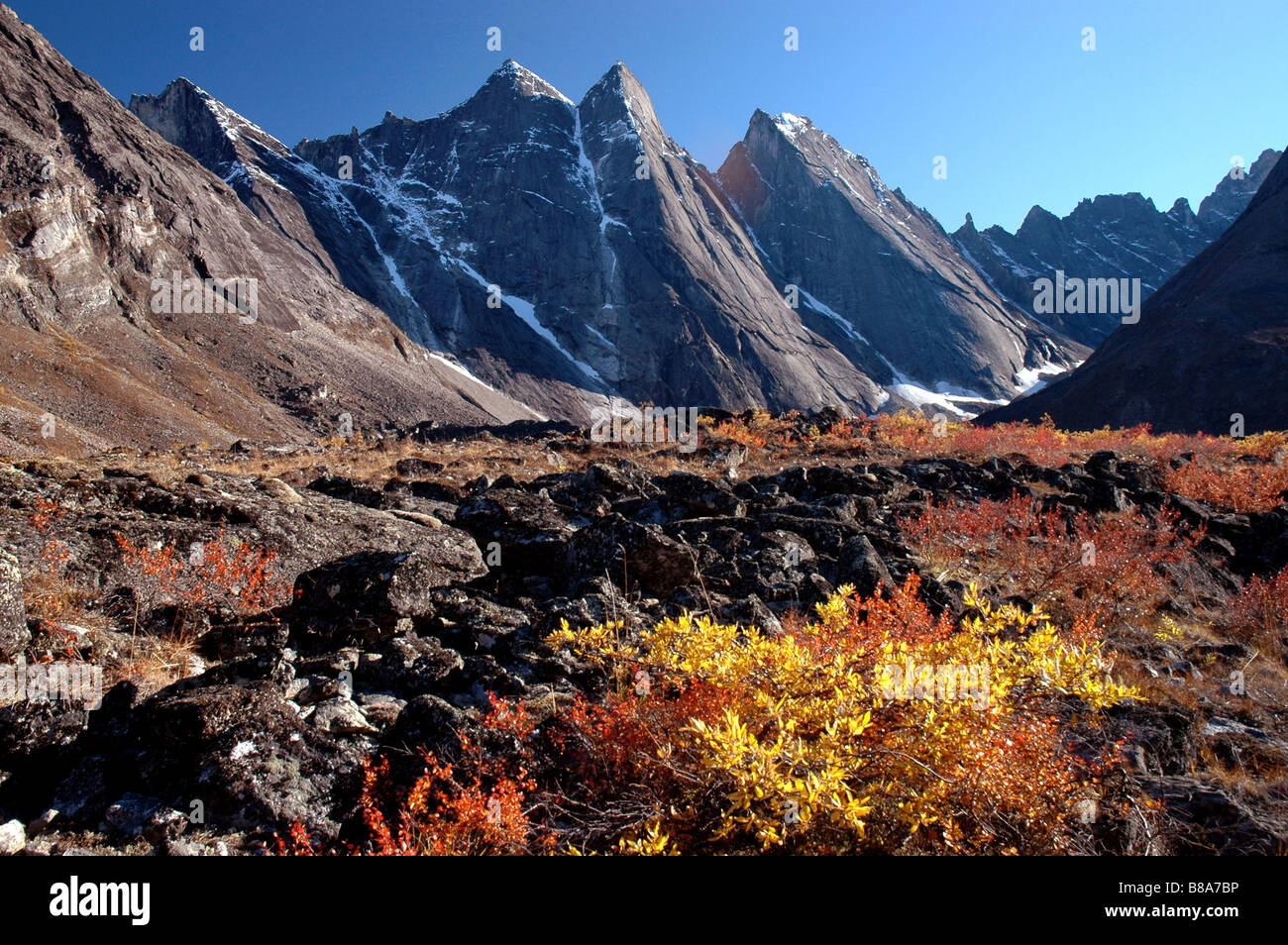 Arrigetch Peaks Brooks Range Gates of the Arctic National Park Alaska Stock Photo