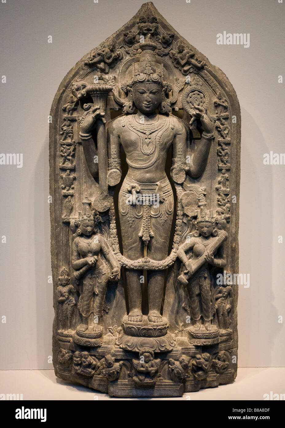 Vishnu with Avatars - Hindu idol sculpture Stock Photo