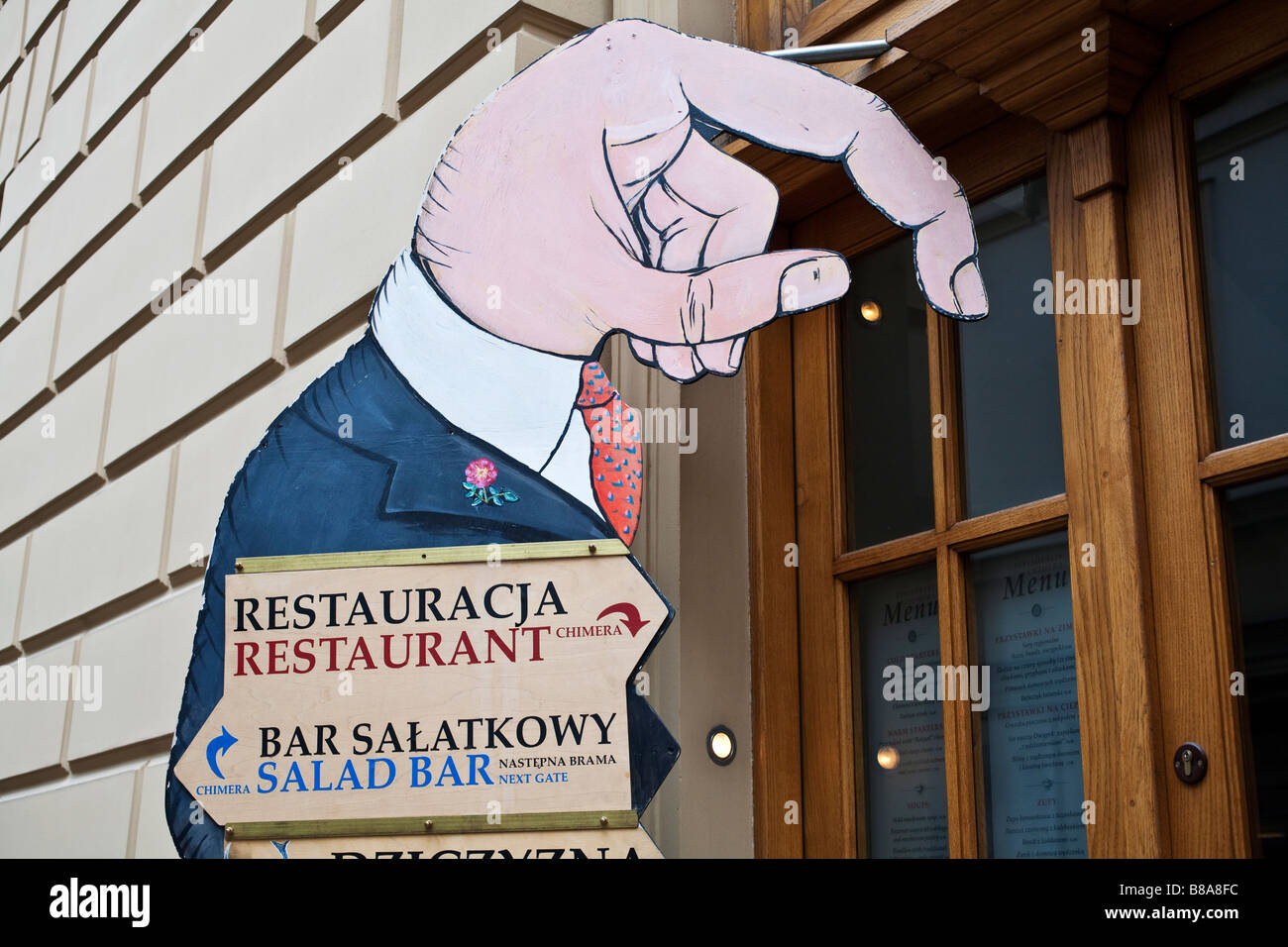 Unusual restaurant sign. Sw. Anny, Krakow, Poland Stock Photo