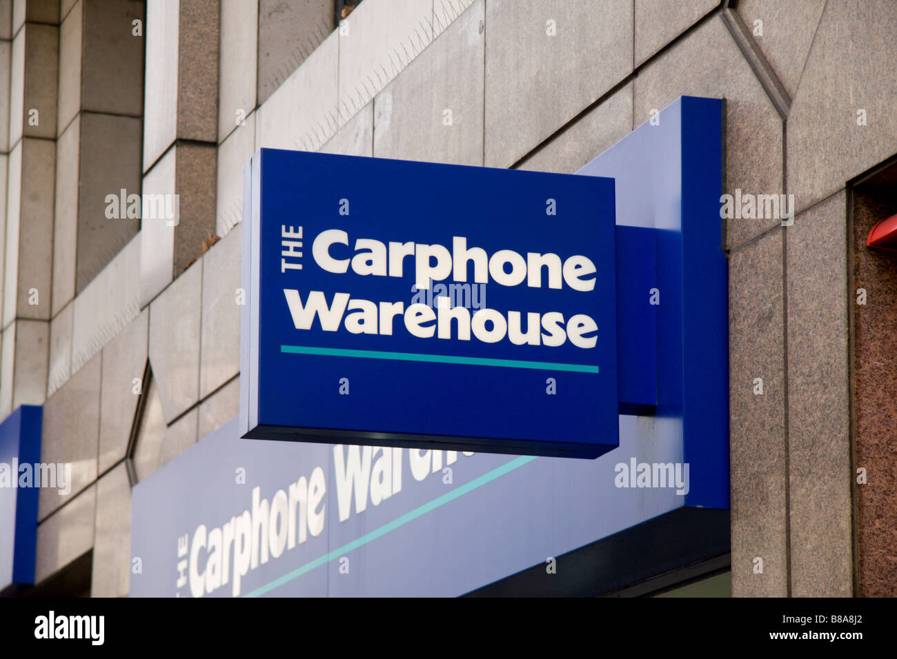 A shop sign above the Carphone Warehouse mobile phone shop, Oxford Street, London. Jan 2009 Stock Photo