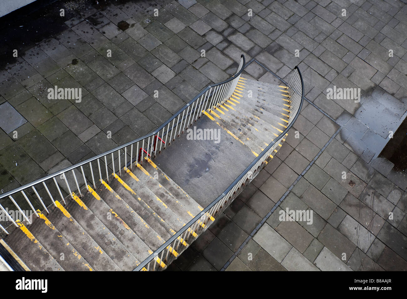 A set of steps outdoor leading to a car park Birmingham England UK