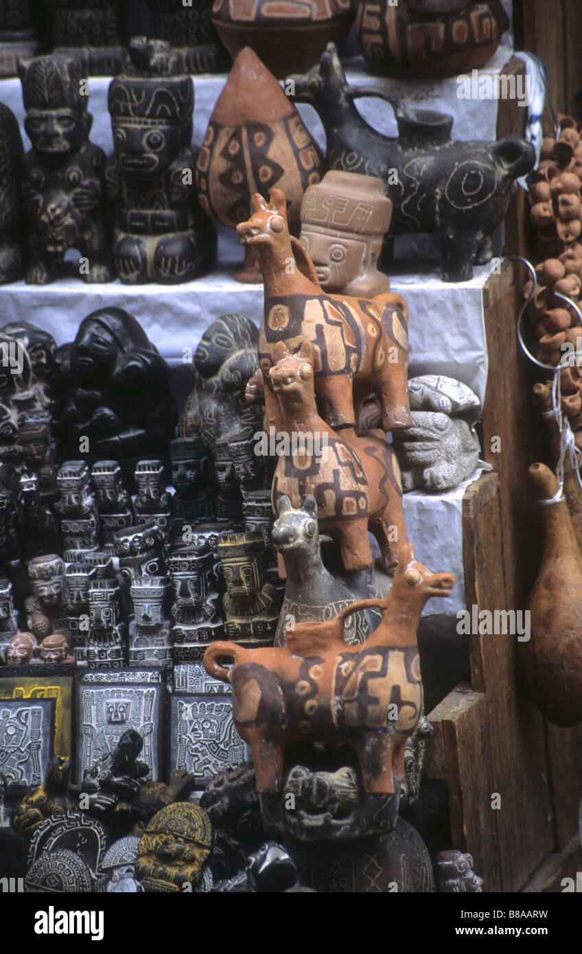 Ceremonial llama statues for sale in Witches Market, La Paz, Bolivia Stock Photo