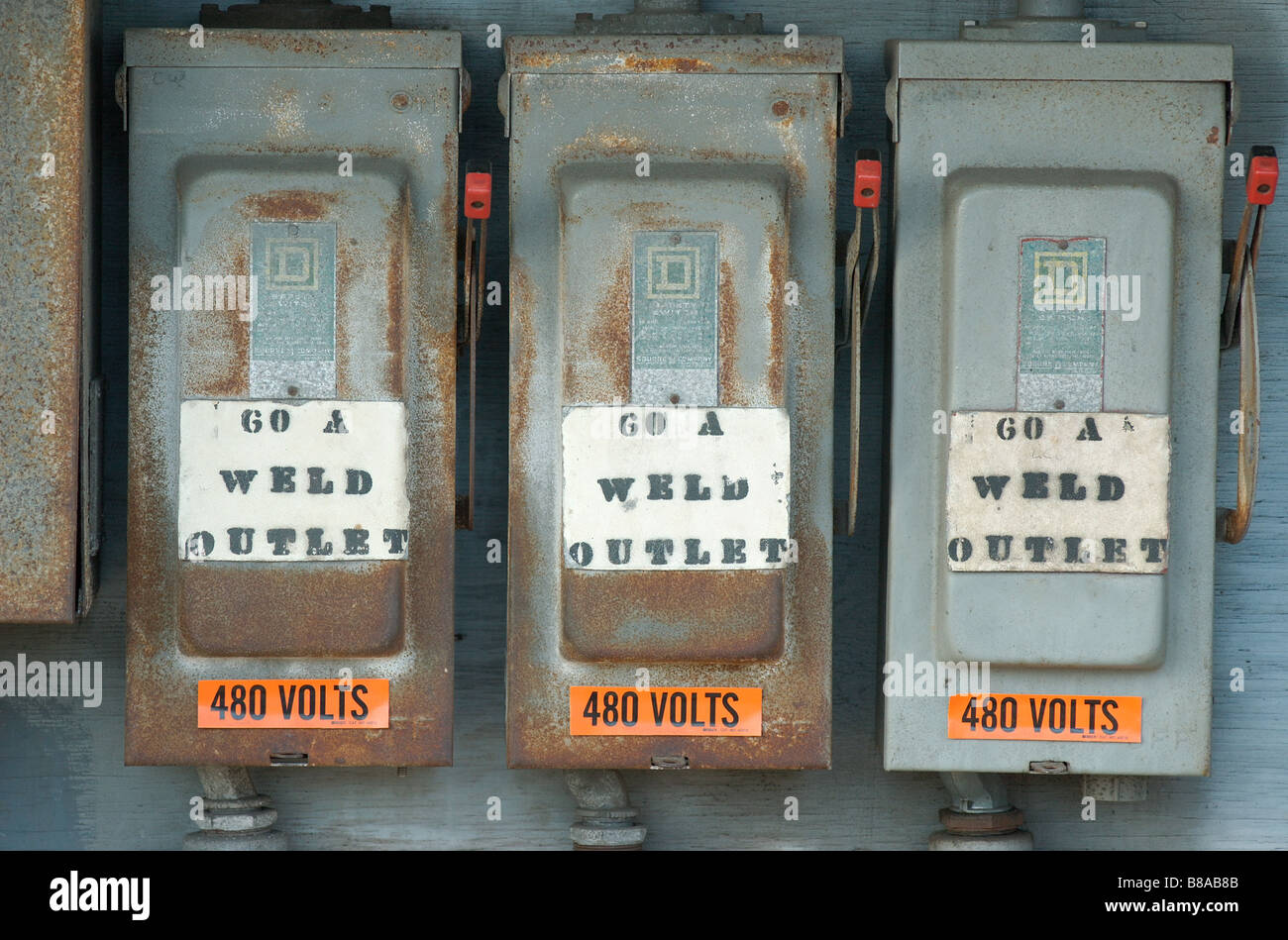 Three fuse / breaker boxes Stock Photo Alamy