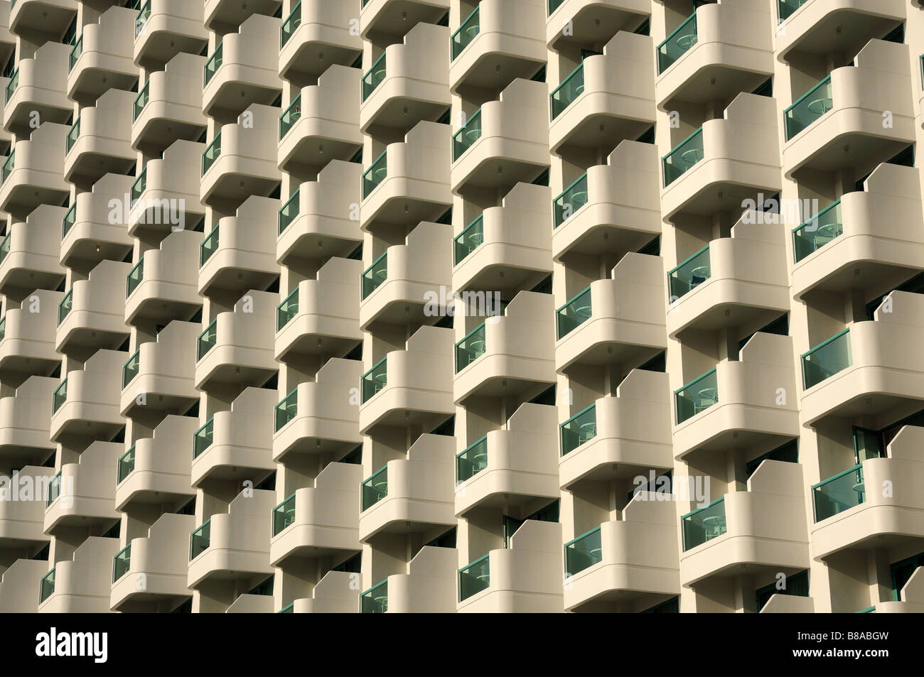 Facade of residential building with balconies Stock Photo